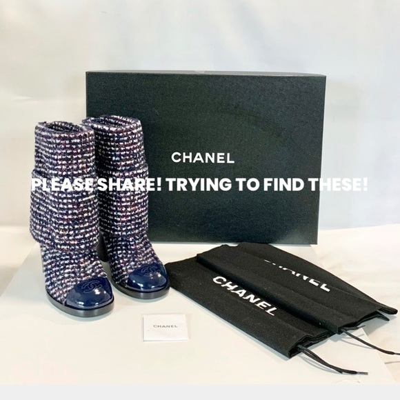 CHANEL Shoes - Searching for these Chanel Foldover Tweed Boots.